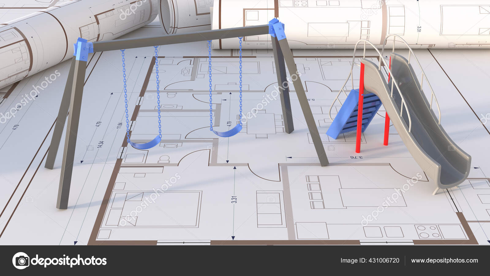 Playground Slider Swing Set Blueprint Plans Background Kids Recreation