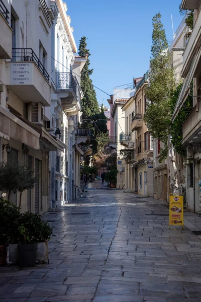 Centrum Atén Řecko Prosince2020 Obchody Zavřené Centru Města Prázdná Ulice — Stock fotografie