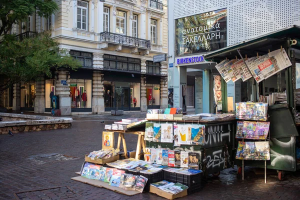 Athens City Center Greece December 2020 Outdoor Books Market Stall — Stock Photo, Image