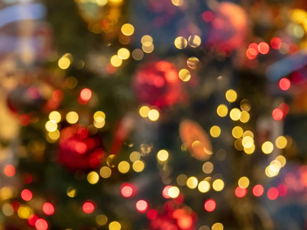 Christmas Lights Kolorowe Tło Bokeh Świąteczna Uroczystość Dekoracji Imprezy Choinka — Zdjęcie stockowe