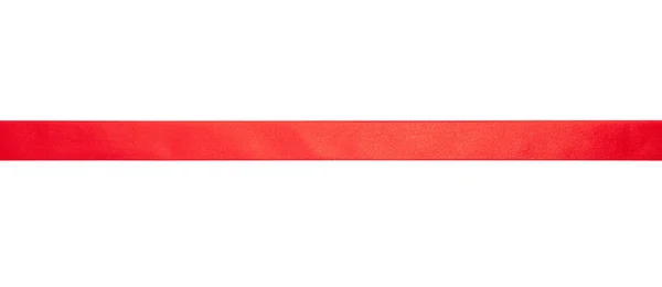 Red Ribbon Isolated Cutout White Background Silk Band Christmas Decoration — Stock Photo, Image