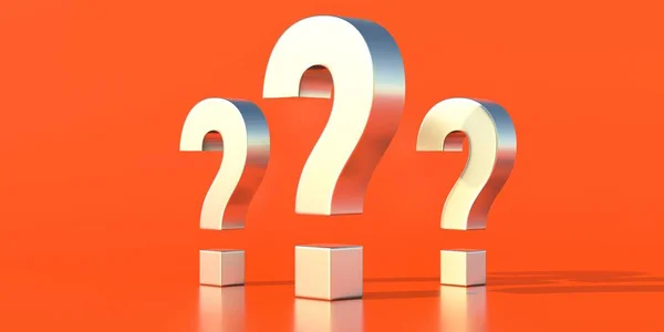 Question Doubt Concept Three Grey Question Marks Orange Color Wall — Stock Photo, Image