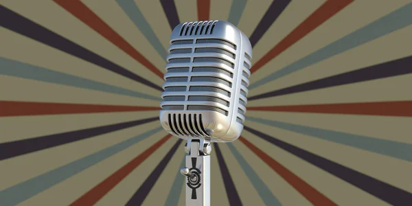 Retro Mikrofon Tle Plakatu Cyrkowego Tekstura Klasyczny Metalowy Mikrofon Kolorowe — Zdjęcie stockowe
