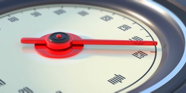 Yüksek hız, hızlı yarış konsepti. Saatte 240 km hız göstergesi, otomatik hız göstergesi, gösterge paneli, yakın çekim görüntüsü. Kırmızı renkli iğne. 3d illüstrasyon