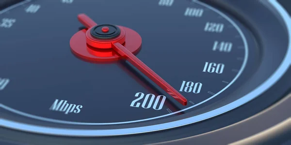 Nternet Hız Testi Araba Hız Göstergesinde 200 Mbps Yakın Görüş — Stok fotoğraf