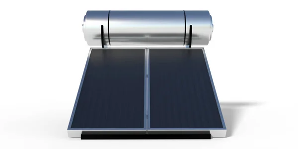 Solares Warmwasserbereitungssystem Isoliert Vor Weißem Hintergrund Paneele Heizkesselkollektor Konzept Für — Stockfoto