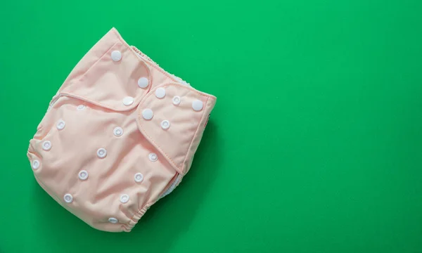 Reusable Baby Diaper Eco Friendly Cloth Nappy Pink Color Green — Stock Photo, Image