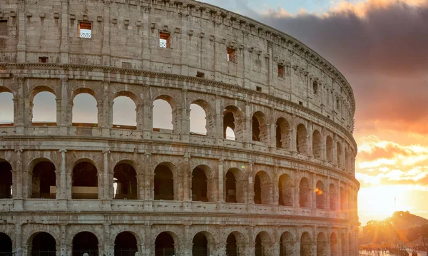 Rome Italy Colosseum Coliseum Sunset Flavian Amphitheatre Amphitheatrum Flavium Colosseo — Stock Photo, Image