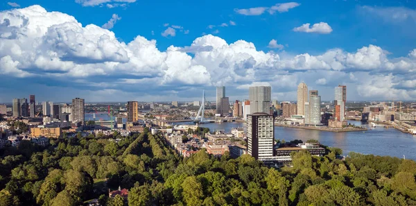 Rotterdam Hollanda Şehir Manzarası Erasmus Köprüsü Euromast Kulesinden Panoramik Manzara — Stok fotoğraf