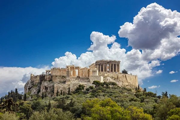 Atenas Grecia Acrópolis Templo Partenón Punto Referencia Superior Vista Panorámica — Foto de Stock