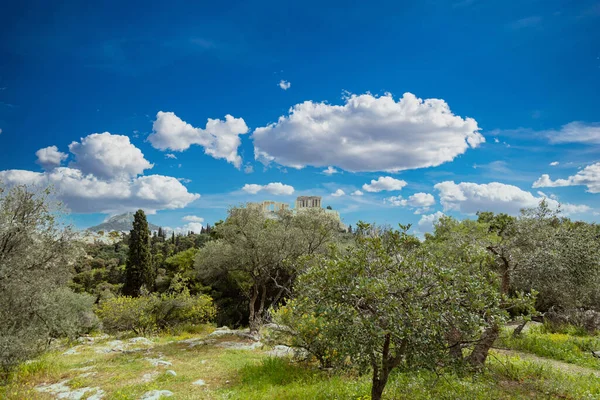 Athens Greece Acropolis Parthenon Temple Top Landmark Scenic View Ancient — Stock Photo, Image