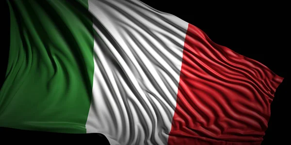 Італія Підписує Символ Італійський Національний Прапор Махає Чорним Фоном Банер — стокове фото