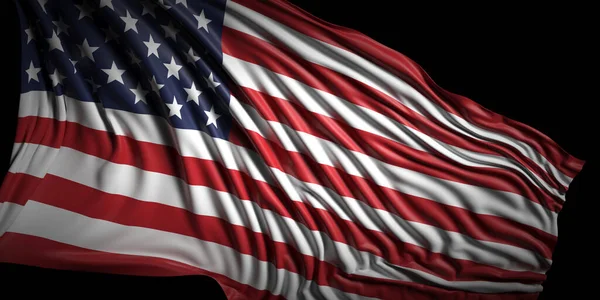 Σύμβολο Των Ηνωμένων Πολιτειών Σημαία Των Ηπα Κυματίζει Μαύρο Φόντο — Φωτογραφία Αρχείου