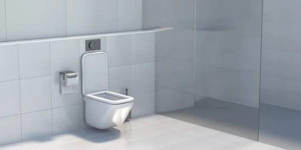 Bathroom Shower Interior Design Ceramic Sanitary Ware Accessories Tiled Wall — Fotografia de Stock