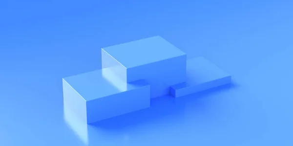 Подіум Переможців Порожній Стенди Встановлені Презентації Показують Сині Кубики Фоні — стокове фото