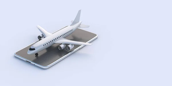 Flight Smartphone App Online Travel Ticket Booking Checkin Concept White — Stock Photo, Image