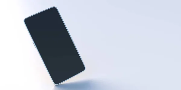 Cellulare Con Schermo Bianco Isolato Sfondo Azzurro Display Smartphone Vuoto — Foto Stock