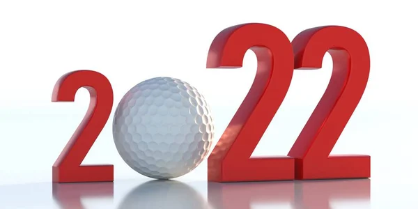 2022 Golfe Conceito Ano Novo Bola Golfe Entre Dígitos Vermelhos — Fotografia de Stock