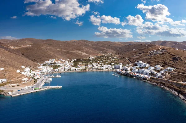 Grecia Isla Citnos Cícladas Vista Aérea Del Dron Del Puerto — Foto de Stock