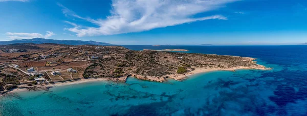 Greece Koufonisi Island Sandy Secluded Beaches Aerial Drone Panorama Small — Stock Photo, Image