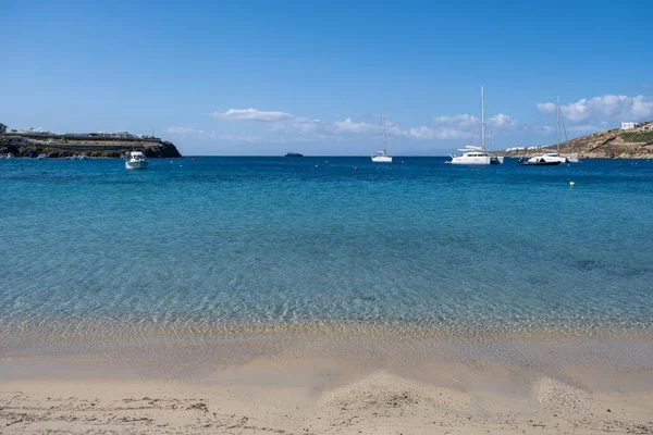 Mykonos Island Cyclades Greece Ornos Sandy Beach Summer Holidays Concept — Stock Photo, Image
