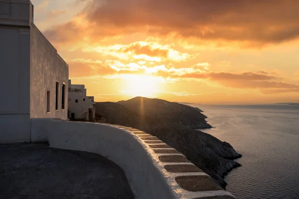 Фолегандрос Заході Сонця Циклади Сірий Дивовижний Краєвид Над Егейським Морем — стокове фото