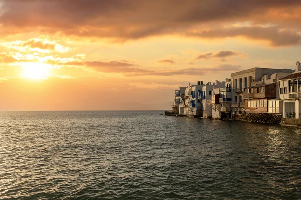 Mykonos Island Little Venice Cyclades Greece Waterfront Traditional Houses Colorful — Stockfoto