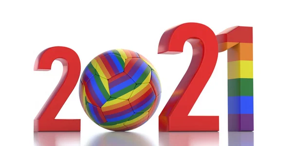 2021 Lgbt Soccer Football Event Gay Pride Rainbow Flag Colors — Stock Photo, Image