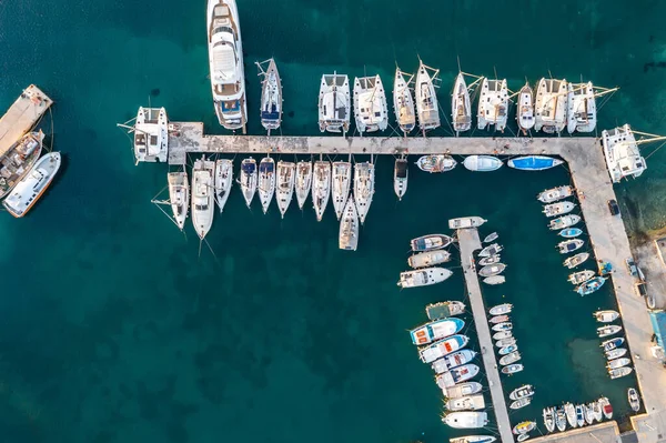 Κυκλάδες Ελληνική Μαρίνα Νησί Εναέρια Drone Top View Πάρος Ελλάδα — Φωτογραφία Αρχείου