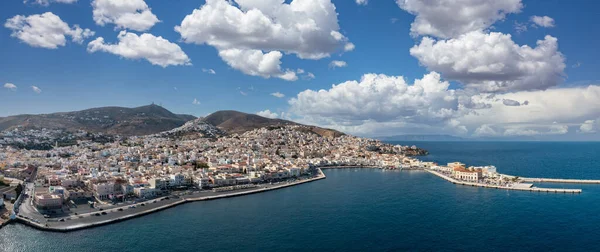 Île Syros Grèce Capitale Des Cyclades Paysage Urbain Ermoupolis Panorama — Photo