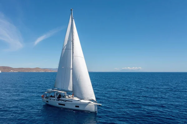 Sailing Aegean Sea Greece Summer Vacations Cyclades Islands Sailboat Open — Stock Photo, Image