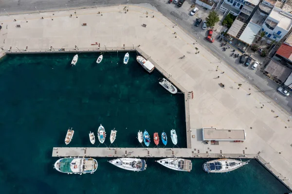 Cyclades Greek Island Port Marina Aerial Drone Top View Serifos — Stock Photo, Image