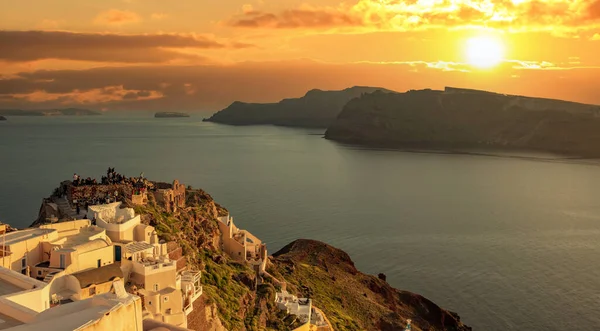 Île Santorin Grèce Oia Caldera Dessus Mer Égée Coucher Soleil — Photo