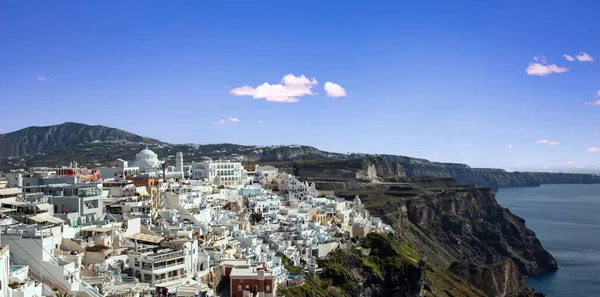 Île Santorin Grèce Fira Panorama Paysage Urbain Ville Caldera Sur — Photo