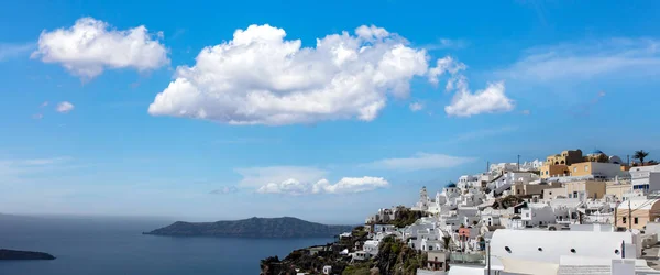 Île Santorin Grèce Fira Panorama Paysage Urbain Ville Caldera Sur — Photo