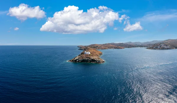 Kea Tzia Island Greece Cyclades Drone Aerial View Lighthouse Agios — Stock Photo, Image