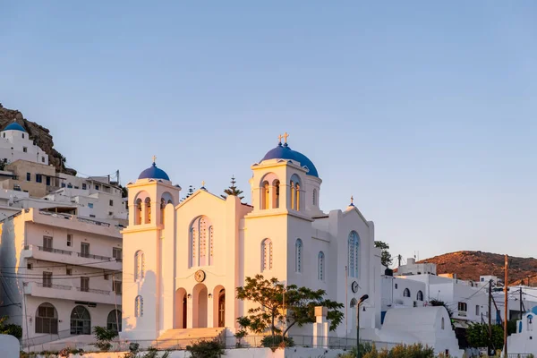 Fachada Evangelismos Catedral Igreja Ios Nios Ilha Cíclades Grécia Capela — Fotografia de Stock