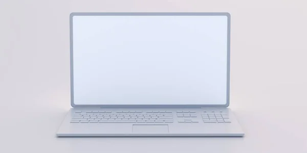 Laptop Open Blank Screen Isolated White Background Portable Notebook Presentation — Stock Photo, Image