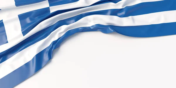 Greece Sign Symbol Greek Flag Rippled Textile Placed White Background — Stock Photo, Image