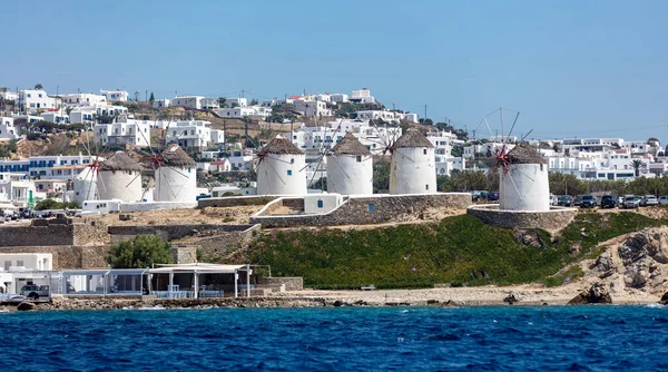 Mykonos Cyclades Greece Традиційні Вітряні Млини Знамениті Пейзажі Міські Пейзажі — стокове фото