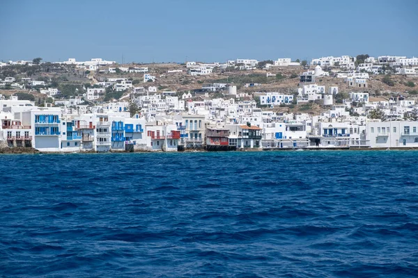 Yunanistan Mikonos Adası Cyclades Mikonos Chora Şehri Geleneksel Küçük Venedik — Stok fotoğraf