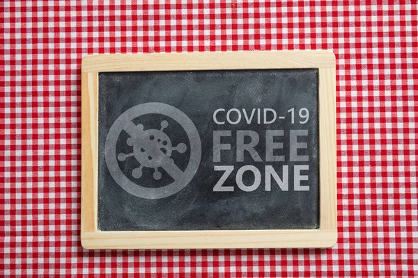 Знак Вільної Зони Ковадла Covid Безкоштовний Текстовий Ярлик Zone Червоному — стокове фото
