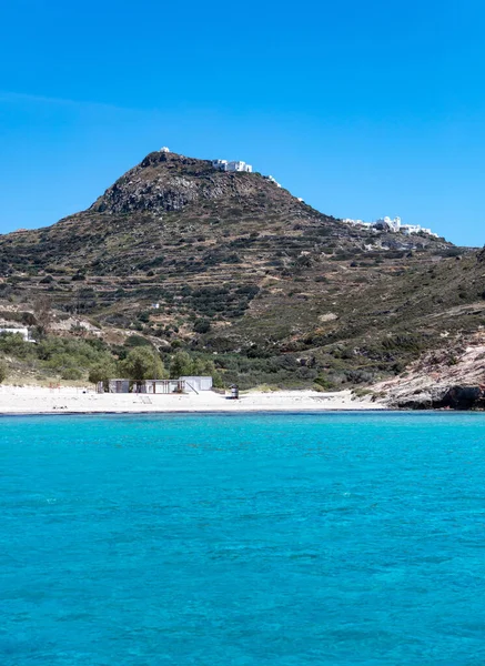 Wyspa Milos Plathiena Pusta Piaszczysta Plaża Cyklady Grecja Słynny Przezroczysty — Zdjęcie stockowe