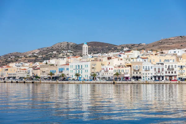 Острів Сірос Кіклади Греція Травня 2021 Року Ermoupolis Cityscape Прибережні — стокове фото