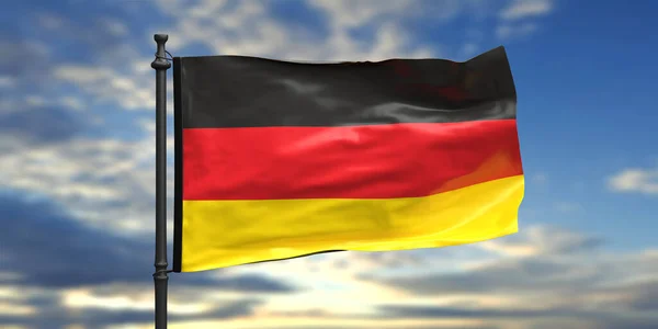 Tyskt Tecken Symbol Tyska Nationella Officiella Flaggan Viftar Pol Blå — Stockfoto