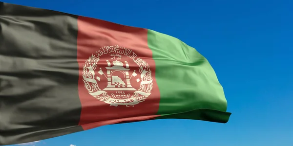 아프가니스탄의 이슬람 공화국 서명하다 아프가니스탄 국기가 배경에 흔들고 있습니다 아프가니스탄의 — 스톡 사진