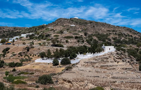 Kimolos Chora Byn Kykladerna Grekland Vila Fred Koncept Kyrkogård Vid — Stockfoto