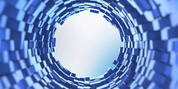 Struttura Geometrica Futuristica Intorno Grande Foro Colore Blu Luce Bianca — Foto Stock