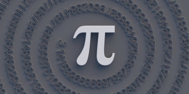 Pi Yunan alfabesi harfi, matematiksel sembol ve ondalık sayı dizisi. Sürekli irrasyonel sayı, matematik ve bilim konsepti, uluslararası özel dedektiflik günü 14 Mart. 3d illüstrasyon