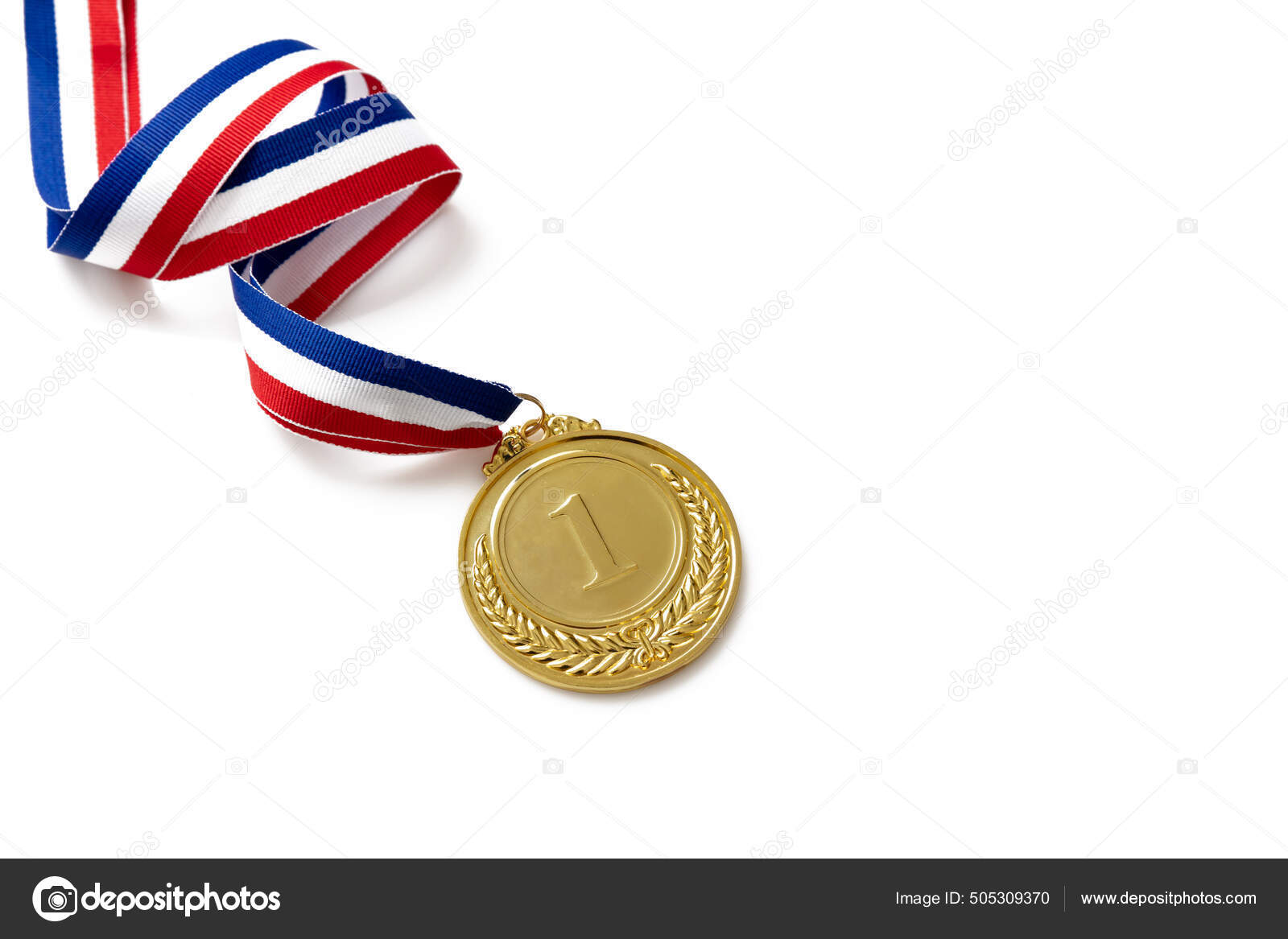 Médaille D'or Médailles D'or Du Numéro 1 Avec Les Rubans Rouges De
